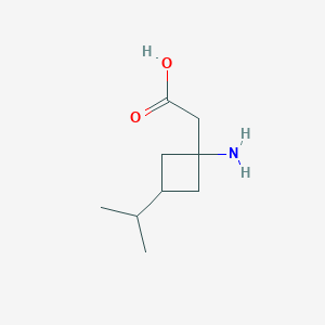 molecular formula C9H17NO2 B13287213 2-[1-Amino-3-(propan-2-yl)cyclobutyl]acetic acid 