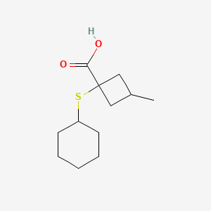 1-(Cyclohexylsulfanyl)-3-methylcyclobutane-1-carboxylic acid