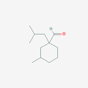 molecular formula C12H22O B13287295 3-Methyl-1-(2-methylpropyl)cyclohexane-1-carbaldehyde CAS No. 1934409-15-0