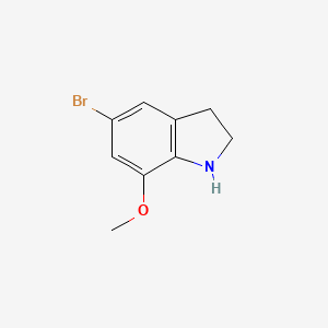 molecular formula C9H10BrNO B13287322 5-Bromo-7-methoxyindoline 