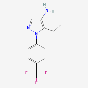 molecular formula C12H12F3N3 B13287386 5-Ethyl-1-[4-(trifluoromethyl)phenyl]-1H-pyrazol-4-amine 