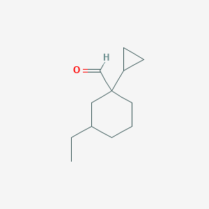 molecular formula C12H20O B13287407 1-Cyclopropyl-3-ethylcyclohexane-1-carbaldehyde 