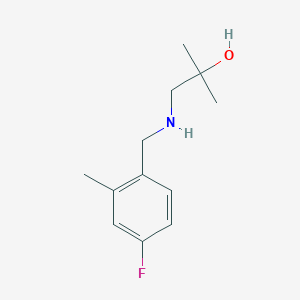 molecular formula C12H18FNO B13287426 1-{[(4-Fluoro-2-methylphenyl)methyl]amino}-2-methylpropan-2-ol 