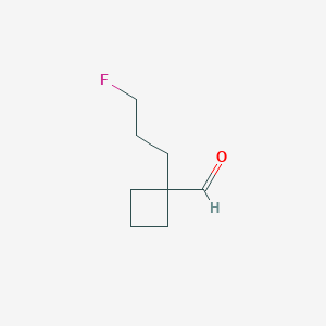 molecular formula C8H13FO B13287429 1-(3-Fluoropropyl)cyclobutane-1-carbaldehyde 