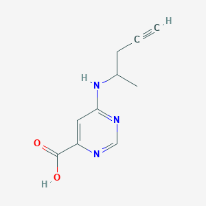 molecular formula C10H11N3O2 B13287456 6-[(Pent-4-yn-2-yl)amino]pyrimidine-4-carboxylic acid 