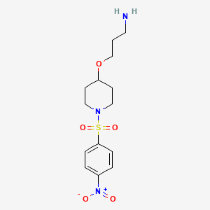 molecular formula C14H21N3O5S B13287597 3-{[1-(4-Nitrobenzenesulfonyl)piperidin-4-yl]oxy}propan-1-amine 