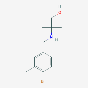 molecular formula C12H18BrNO B13287656 2-{[(4-Bromo-3-methylphenyl)methyl]amino}-2-methylpropan-1-ol 