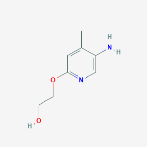 molecular formula C8H12N2O2 B13287776 2-(5-Amino-4-methylpyridin-2-yloxy)ethanol 