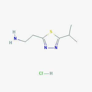 molecular formula C7H14ClN3S B13287881 2-[5-(Propan-2-yl)-1,3,4-thiadiazol-2-yl]ethan-1-amine hydrochloride CAS No. 1228880-44-1