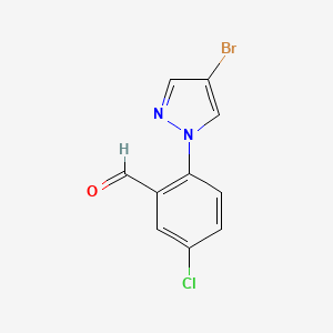 molecular formula C10H6BrClN2O B13287936 2-(4-Bromo-1H-pyrazol-1-yl)-5-chlorobenzaldehyde 