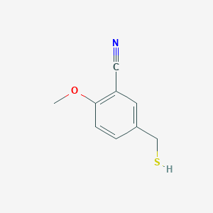 molecular formula C9H9NOS B13287954 2-Methoxy-5-(sulfanylmethyl)benzonitrile 