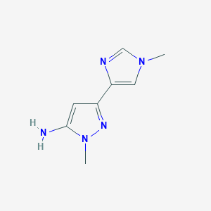 molecular formula C8H11N5 B13287996 1-Methyl-3-(1-methyl-1H-imidazol-4-yl)-1H-pyrazol-5-amine 