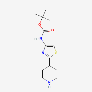 molecular formula C13H21N3O2S B13288003 tert-Butyl N-[2-(piperidin-4-yl)-1,3-thiazol-4-yl]carbamate 