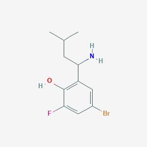 molecular formula C11H15BrFNO B13288006 2-(1-Amino-3-methylbutyl)-4-bromo-6-fluorophenol 