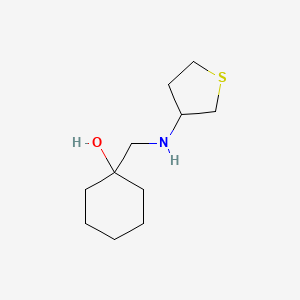 molecular formula C11H21NOS B13288014 1-{[(Thiolan-3-yl)amino]methyl}cyclohexan-1-ol 