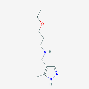 molecular formula C10H19N3O B13288030 (3-Ethoxypropyl)[(3-methyl-1H-pyrazol-4-yl)methyl]amine 