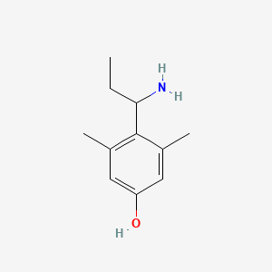 molecular formula C11H17NO B13288052 4-(1-Aminopropyl)-3,5-dimethylphenol 