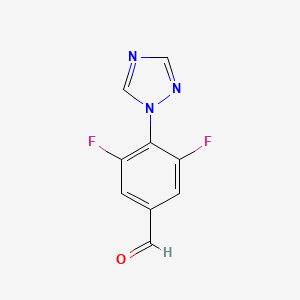 molecular formula C9H5F2N3O B13288055 3,5-Difluoro-4-(1H-1,2,4-triazol-1-YL)benzaldehyde 