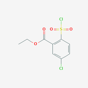 molecular formula C9H8Cl2O4S B13288065 Ethyl 5-chloro-2-(chlorosulfonyl)benzoate 