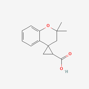 molecular formula C14H16O3 B13288139 2,2-Dimethyl-2,3-dihydrospiro[1-benzopyran-4,1'-cyclopropane]-2'-carboxylic acid 