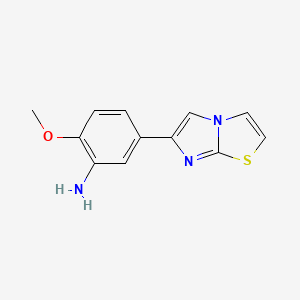 molecular formula C12H11N3OS B13288206 (5-Imidazo[2,1-b][1,3]thiazol-6-yl-2-methoxyphenyl)amine 