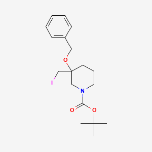 molecular formula C18H26INO3 B13288251 tert-Butyl 3-(benzyloxy)-3-(iodomethyl)piperidine-1-carboxylate 