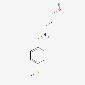 molecular formula C11H17NOS B13288364 3-({[4-(Methylsulfanyl)phenyl]methyl}amino)propan-1-ol 