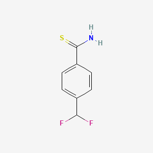 molecular formula C8H7F2NS B13288382 4-(Difluoromethyl)benzene-1-carbothioamide 