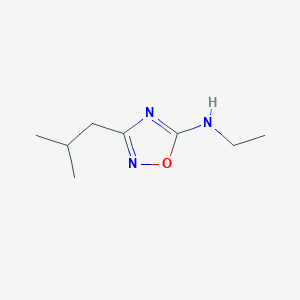 molecular formula C8H15N3O B13288388 N-ethyl-3-(2-methylpropyl)-1,2,4-oxadiazol-5-amine 