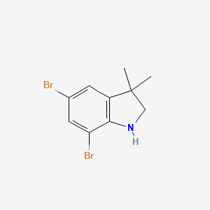 molecular formula C10H11Br2N B13288404 5,7-dibromo-3,3-dimethyl-2,3-dihydro-1H-indole 