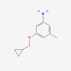 molecular formula C11H15NO B13288405 3-(Cyclopropylmethoxy)-5-methylaniline 