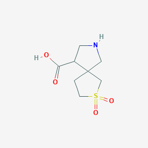 molecular formula C8H13NO4S B13288515 2,2-Dioxo-2lambda6-thia-7-azaspiro[4.4]nonane-9-carboxylic acid 