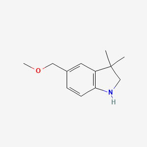 molecular formula C12H17NO B13288549 5-(Methoxymethyl)-3,3-dimethyl-2,3-dihydro-1H-indole 