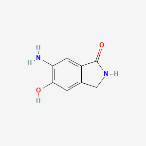 molecular formula C8H8N2O2 B13288616 6-Amino-5-hydroxy-2,3-dihydro-1H-isoindol-1-one 