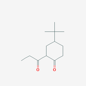 molecular formula C13H22O2 B13288675 4-Tert-butyl-2-propanoylcyclohexan-1-one 