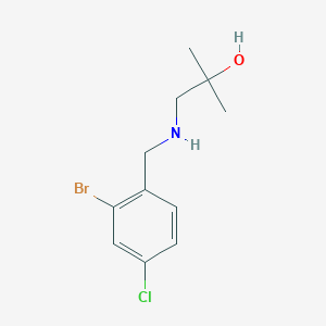 molecular formula C11H15BrClNO B13288859 1-{[(2-Bromo-4-chlorophenyl)methyl]amino}-2-methylpropan-2-ol 