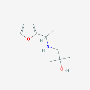 molecular formula C10H17NO2 B13288944 1-{[1-(Furan-2-yl)ethyl]amino}-2-methylpropan-2-ol 