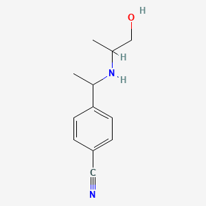 molecular formula C12H16N2O B13288993 4-{1-[(1-Hydroxypropan-2-yl)amino]ethyl}benzonitrile 