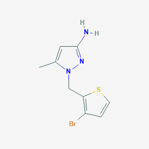 molecular formula C9H10BrN3S B13289030 1-[(3-Bromothiophen-2-yl)methyl]-5-methyl-1H-pyrazol-3-amine 