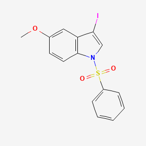 molecular formula C15H12INO3S B13289044 1h-Indole,3-iodo-5-methoxy-1-(phenylsulfonyl)- 