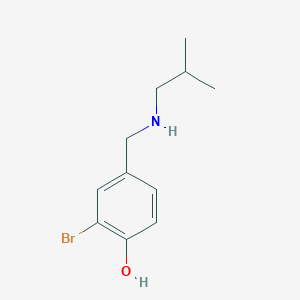 molecular formula C11H16BrNO B13289056 2-Bromo-4-((isobutylamino)methyl)phenol 