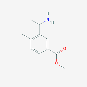 molecular formula C11H15NO2 B13289085 Methyl 3-(1-aminoethyl)-4-methylbenzoate 