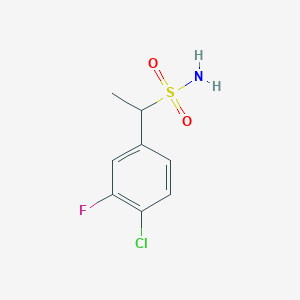 molecular formula C8H9ClFNO2S B13289197 1-(4-Chloro-3-fluorophenyl)ethane-1-sulfonamide 