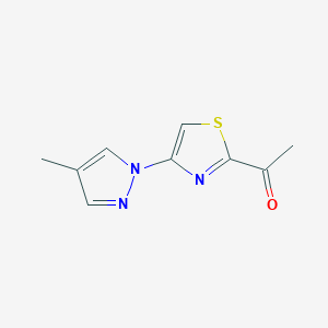 molecular formula C9H9N3OS B13289227 1-[4-(4-Methyl-1H-pyrazol-1-yl)-1,3-thiazol-2-yl]ethan-1-one 