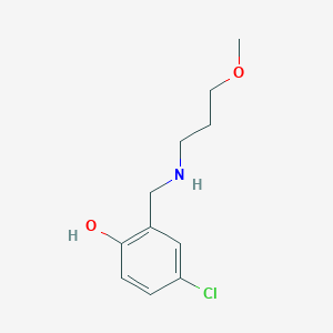 molecular formula C11H16ClNO2 B13289246 4-Chloro-2-{[(3-methoxypropyl)amino]methyl}phenol 