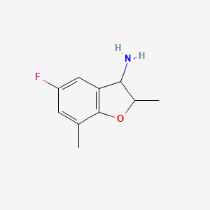 molecular formula C10H12FNO B13289320 5-Fluoro-2,7-dimethyl-2,3-dihydro-1-benzofuran-3-amine 