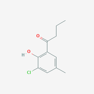 molecular formula C11H13ClO2 B13289381 1-(3-Chloro-2-hydroxy-5-methylphenyl)butan-1-one 