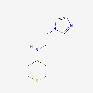 molecular formula C10H17N3S B13289466 N-[2-(1H-Imidazol-1-yl)ethyl]thian-4-amine 