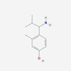 molecular formula C11H17NO B13289494 4-(1-Amino-2-methylpropyl)-3-methylphenol 