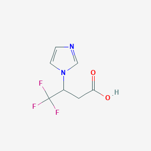 molecular formula C7H7F3N2O2 B13289500 4,4,4-Trifluoro-3-imidazol-1-yl-butyric acid 